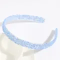 Light blue crystal rhinestone thin hair hoop sweet style sparkling hair accessory - Blue Rhinestone