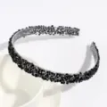 Korean style black crystal rhinestone thin metal headband elegant sweet hair hoop accessory - Rhinestone Black