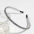 Crystal Rhinestone Thin Headband Sparkly Silver Hair Hoop Sweet Hair Accessories - Crystal Gray