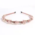 Elegante diadema de cristal rosa y pedrería para mujeres, accesorio de pelo brillante. - Rosa
