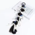 Y2K Highlighted Wig Braid Hair Ring with White Bow Ballet Style Ponytail Extension Accessory - Blue Highlighted Single Piece