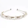 Exquisita diadema de cristal y diamantes de imitación, accesorio de cabello retro elegante. - Blanco
