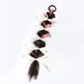 Y2K highlighted braided hair extension with white bows and black rubber band, variant style. - Pink Highlighted Single Piece