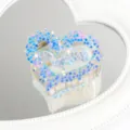 Heart-shaped glitter hair claw clip clear resin sparkling blue pink sequins hair accessory - Round Sequin Blue