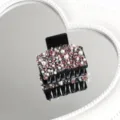Black hair claw clip adorned with sparkling pink and white rhinestones and pearls. Elegant and stylish accessory. - Light Pink Small Square