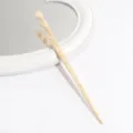 Elegant beige acetate hair stick with marble pattern, minimalist design for updos. - Milky Yellow