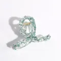 Shiny rhinestone pearl hair claw clip elegant green crystal hair accessory for women - Green