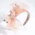 Rosa Mesh Schleife Strass Haarreif, elegante Stoff Rose Haarreif für Party und den Alltag. - Schleife mit Rose / Schleife Rose Orange