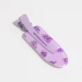 Detailed close-up view of the purple grape pattern resin hair clip, showing texture and cute design. - Grape Purple