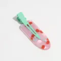 Sweet cherry pattern duckbill hair clip fresh style resin hair accessory for women daily - Cherry Green