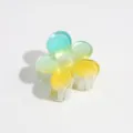 Gradient flower hair claw clip close-up, translucent blue and yellow acrylic hair accessory. - 4cm Flower Blue Yellow