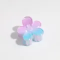 Gradient flower hair claw detail shot, pastel pink and blue hair accessory for sweet styling. - 4cm Flower Purple Blue