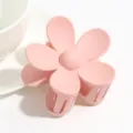 Matte pink flower hair claw detail, cute non-slip hair clip for sweet daily hairstyles. - Deep Pink