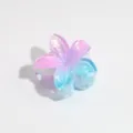 Close-up detail of gradient pink blue flower hair claw clip, resin hair accessory. - 4cm Lily Purple Blue