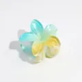 Gradient flower hair claw clip chic resin hair accessory for half updo sweet daily styling - 4cm Lily Blue Yellow