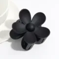 Matte black flower hair claw clip, elegant non-slip hair styling accessory for women daily use. - Black