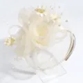 Elegant white mesh floral headband for women, stylish wedding banquet hair accessory. - Ivory White Floral Veil