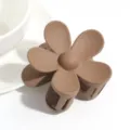 Matte brown flower hair claw clip, detailed close-up shot of cute hair accessory. - Dark Coffee