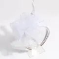 White feather mesh fascinator detail, elegant wedding party court style floral headband. - White Feather Embroidery
