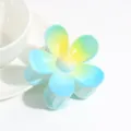 Detail view of a cute gradient blue and yellow flower hair claw clip, sweet daily hair accessory. - Gradient Blue