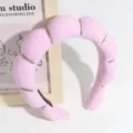 Roze pluche spons haarband met strass brede gewatteerde haarhoop voor dames dagelijks - Roze Strass