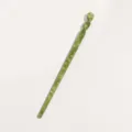 Elegant green cellulose acetate hairpin with unique twisted design for stylish vintage hairstyles. - Matcha Green