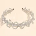 Diadema de cristal strass perlas vintage elegante accesorio para el pelo mujer moda - Flor de Cristal Gris Plata