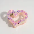 sparkly glitter heart hair claw clip variant vibrant pink color stylish hair accessory - Round Sequin Rose Pink