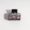 Black rhinestone pearl hair claw clip, sparkling crystal shark clip for stylish daily hair styling. - Dark Pink Small Square
