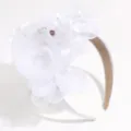 White mesh flower headband elegant bridal wedding fascinator party hair accessories - White with Flower