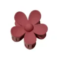 Matte pink flower hair claw clip for women, cute floral hair accessory for daily styling. - Matte Wine Red