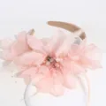 Pink Floral Feather Headband Elegant Party Hair Hoop Fashion Headwear Accessory 1pc - Orange Large Petal