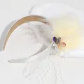 Elegant white feather headband crystal veil hair accessory for women party banquets. - Off-White Feather Style 2