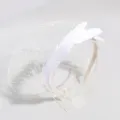 White feather veil headband elegant fascinator for party wedding hair accessories - White