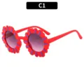 Occhiali da sole per bambini con fiori carini per spiaggia e viaggi, protezione solare stilosa. - Rosso