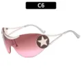 Occhiali da sole futuristici stella Y2K donna uomo trendy lenti rosa sfumate moda streetwear - Stella Marrone (C6)