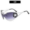 Occhiali da Sole Stella Y2K Scudo Futurista Hip Hop Tendenza Lenti Sfumate Occhiali - Stella Nera (C4)