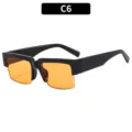 Heren mode half-frame vierkante zonnebril met oranje lenzen voor buiten rijden en UV-bescherming. - Zwart Frame Gele Lens