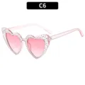 Gafas de sol rosa de corazón con pedrería para niños bonitas protección UV estilo elegante - Rosa Transparente