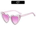 Nuevas gafas de sol de corazón con strass para niños, bonitas gafas rosas degradadas. - Púrpura Transparente