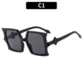 Black Bat Shape Sunglasses Gothic Eyewear C1 Variant Fashion Chic Cool Streetwear - Black Frame Grey Lens