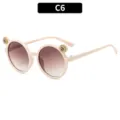 Cute kids round rhinestone sunglasses, pink fashion baby outdoor sun glasses variant C6 - Off White