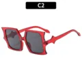 Fashion irregular bat sunglasses 2024 new trendy edgy street style sun glasses for women - Red Frame Grey Lens