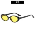 Retro oval sunglasses for men and women, fashion outdoor summer sun protection eyewear. - Black Frame Yellow Lens