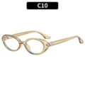 Vintage oval sunglasses for women and men, trendy retro eyewear with clear brown frame. - C10 Clear Tea Frame Transparent Lens