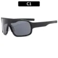 Oversized square outdoor cycling sunglasses for men and women sports sun protection eyewear - C1-Black Frame Gray Lens