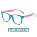 Kids anti blue light glasses flexible silicone light blue pink frame children eyewear - C6-Green Frame Pink Legs