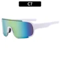 Fashion large frame square outdoor cycling sunglasses sports eyewear with colorful lens. - C7-White Frame Gold Mirror