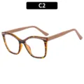 Fashion square anti-blue light glasses frame, tortoise shell pattern, C2 color variant for daily wear. - Tortoise Frame / Coffee Legs (C2)