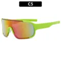 Neon green frame outdoor cycling sunglasses, large frame sports eyewear with colorful lens. - Green Frame Purple Mirror
